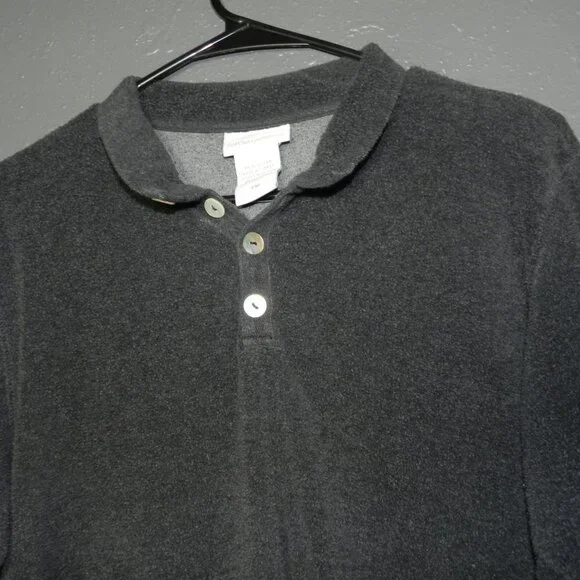 Soft Surroundings Womens Dark Grey Mid Button Fleece Pullover Sweater Size PM - Picture 4 of 8